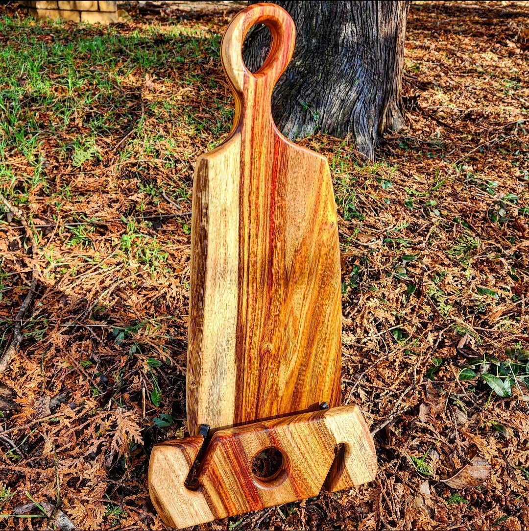 Canary Wood Charcuterie Board & Wine Caddy